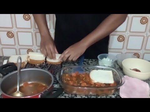 Cachorro quente de forno barato e muito fácil de fazer, com pão de forma