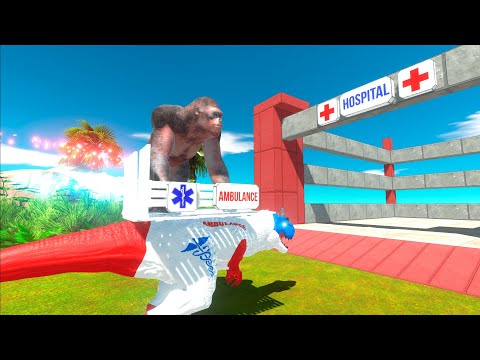 ⚡ AMBULANCE T-REX SAVES GORO FROM VIRUS DEATH RUN - 🦖 Animal Revolt Battle Simulator 🦕