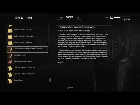 BOOKS: Letter from witcher Kolgrim of the Viper School (Witcher 3 In-Game Lore Read Aloud)