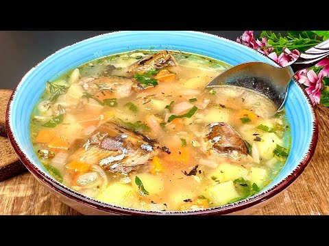 Delicious canned fish soup in 30 minutes. Fast and easy!