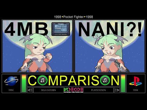 Pocket Fighter (Sega Saturn vs PlayStation) Side by Side Comparison - Dual Longplay | VCDECIDE
