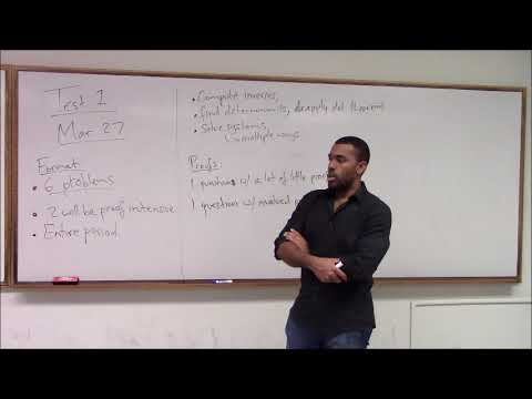 Math 346 Lecture 12 - Test Information; Matrix Properties; and more advice on proofs