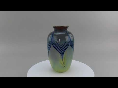 Stylish Vintage Salamandra 1979 Blown Glass Vase Pull Feather Decoration-- EJA26249