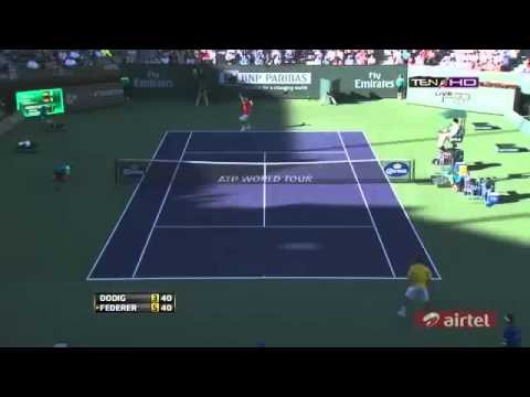 Roger Federer Vs Ivan Dodig 6-3,6-2 Full Highlights & Match Point   ATP Indian Wells Masters 2013