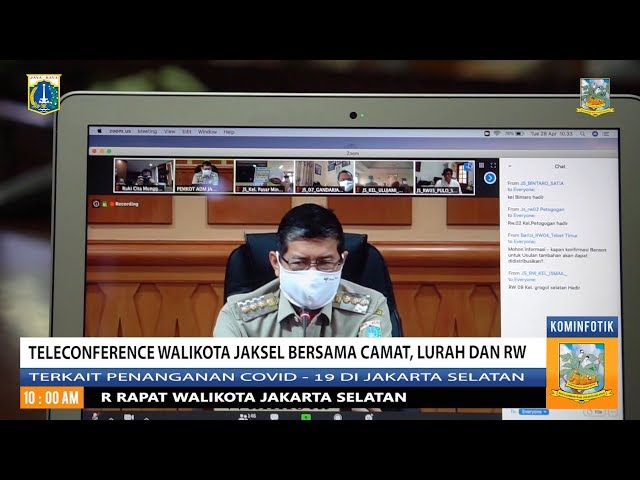 Teleconference Walikota Jaksel Bersama Camat, Lurah Dan Rw Se Jaksel Terkait Penanganan Covid 19