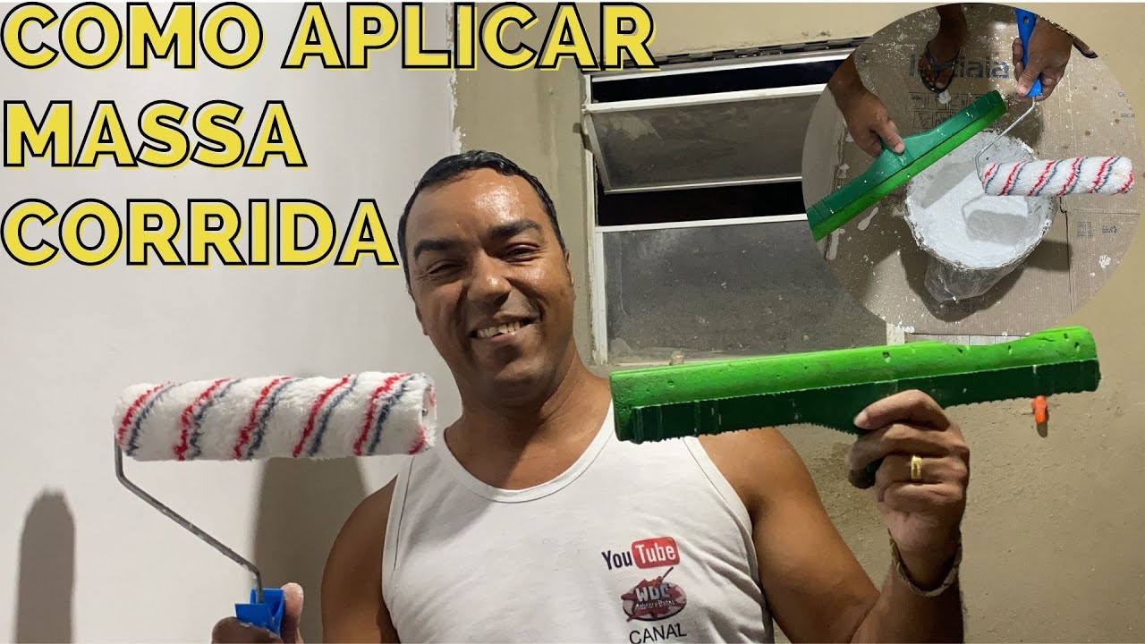 Como passar massa corrida fácil com Rodo e Rolo   How to skim coat a wall fast using paint roller
