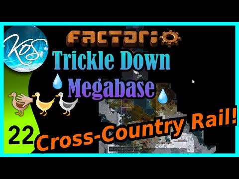 Factorio Trickle Down Megabase 22 - ROCKET CONTROL UNIT OUTPOST & LOOOOONG RAIL LINE! - Let's Play