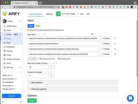 Apify - Walmart Scraper - Start URLs