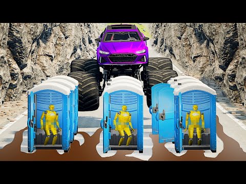 BeamNG.drive - Monster Truck Stunts, Jumps, Crushing Cars, Fails, Crashes, #13