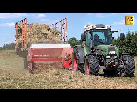 Heuwetter Heuernte Klein- & Rundballen pressen Traktor Fendt 208, Welger, Landwirtschaft hay harvest