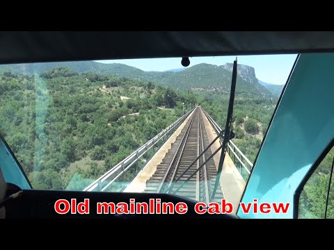 CAB VIEW of train 3520 on the OLD mainline (Tithorea - Lianokladi)