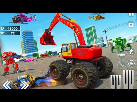 Monster Crane robot Car – Excavator robot game Go Jins - Robot Games and Shooting Games Gameplay #1