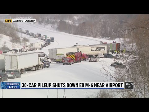 30-car pileup shuts down EB M-6 near airport: deputies