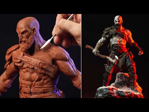 sculpture of kratos timelapse tutorial by dr garruda