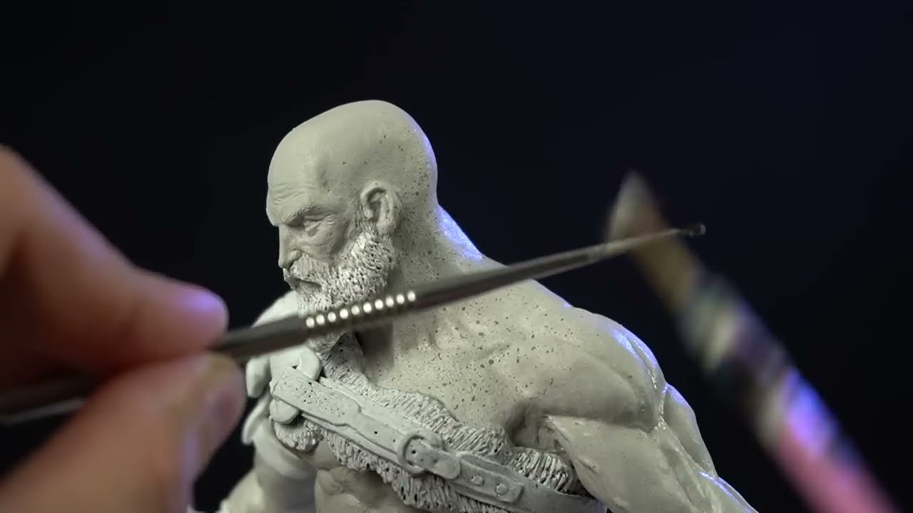 sculpture of kratos timelapse tutorial by dr garruda