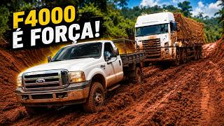 NO LIMITE. F4000 não desistiu até resgatar o caminhão carregado.