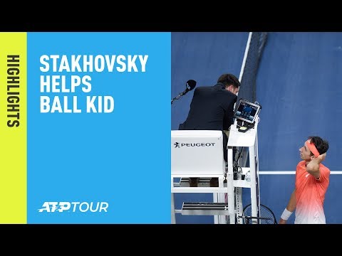 Stakhovsky Helps Ball Kid Hit In Eye By Tsitsipas Serve 2019