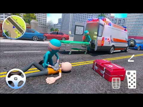 Stickman Ambulance Roof Jumping #1 | Jumping Stunts Rescue Driving