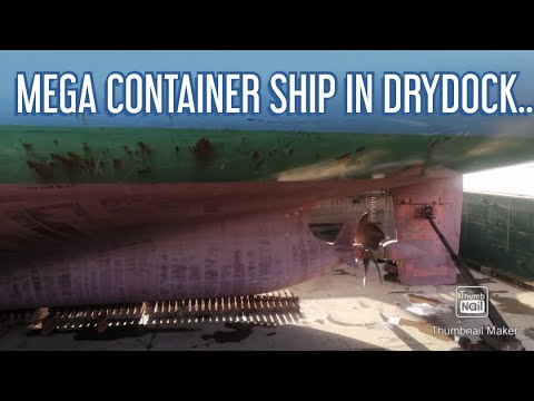 AMAZING BOTTOM VIEW OF A MEGA CONTAINER SHIP IN DRYDOCK...