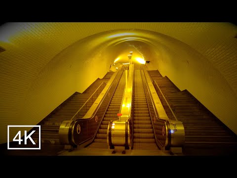 4K ASMR Rain Walk - Lisbon Downtown - Baixa to Chiado on a rainy day, through the Metro Escalators
