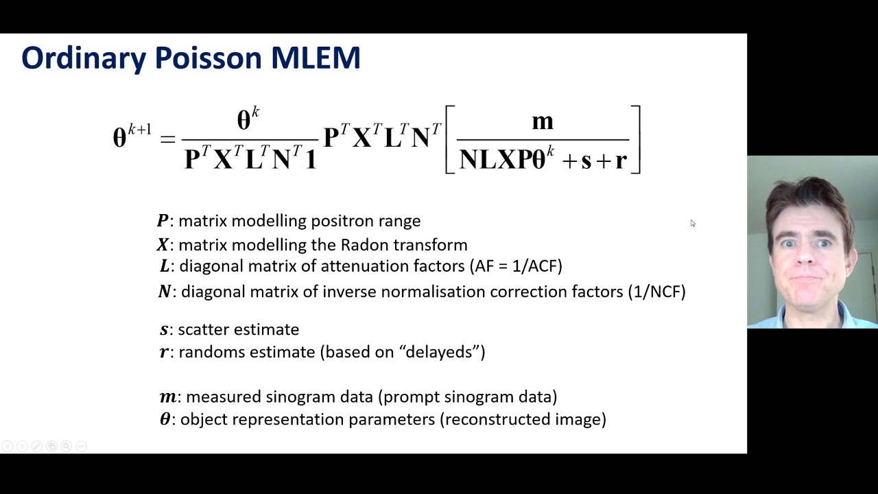 Maximum likelihood – expectation maximisation (ML-EM) for real PET data