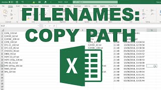 Copy list of filenames from folder into Excel (Windows)