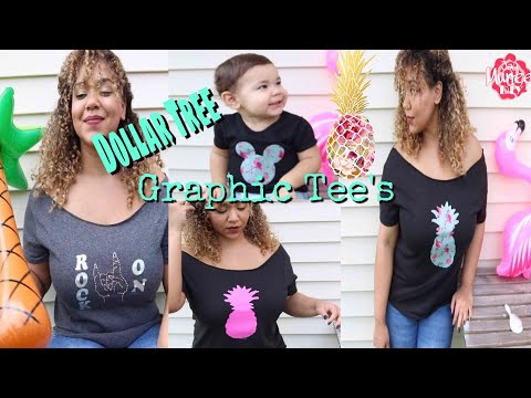 Dollar Tree DIY Graphic Tee and Embroidered Tee - No Transfer Paper