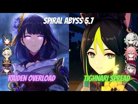 C0 Raiden Shogun Overload & C1 Tighnari Spread Spiral Abyss 5.7 | Genshin Impact