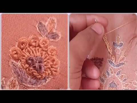 Easy and Beautiful Flower Embroidery design / Basic stitches for beginners