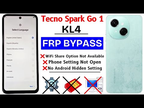 Tecno Spark Go 1 (KL4) Frp Bypass Android 14 - WiFi Share Option Not Show - Without Pc New Method