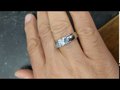 0.22 Ct. Double Row Twisted Channel Set Men’s Wedding Band - TwoBirch TB-GR-0046-WG-D