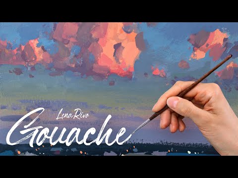 Gouache Sketchbook Painting Time Lapse - Evening Clouds