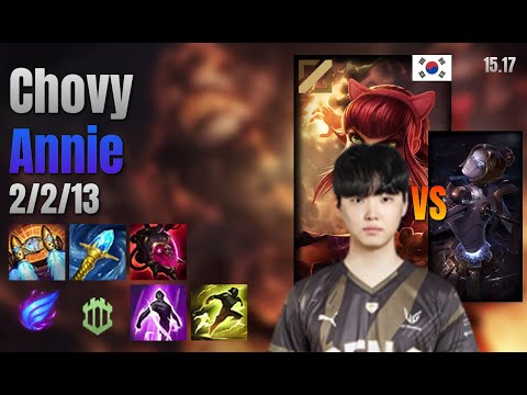 Chovy Mid Annie vs Orianna lol KR solo rank Full Game 15.17 | 쵸비 애니 vs 오리아나