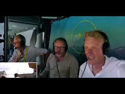 Se Rolf Sørensen “forstene” i kommentatorboksen, da Mads Pedersen vandt på 8. etape | TOUR23