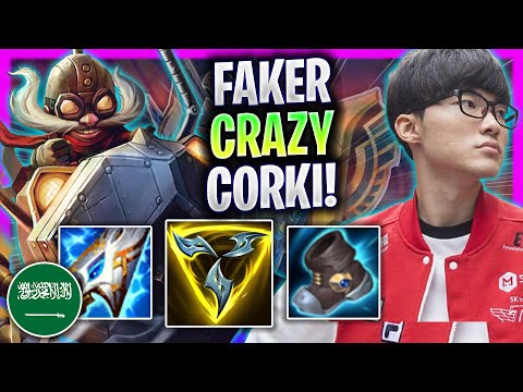 FAKER CRAZY CORKI GAME! (PLAYING IN ARABIA) T1 Faker Plays Corki Mid vs Aurelion Sol! | Season 2024