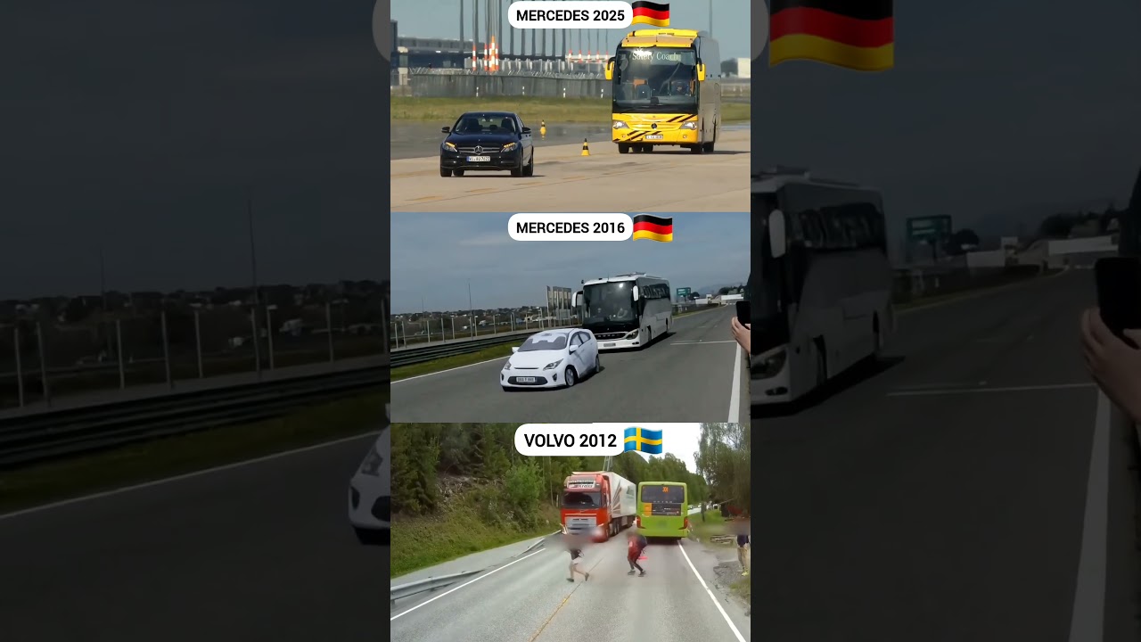 Mercedes 2025 vs Mercedes 2016 vs Volvo 2012: Automatic Emergency Braking Test