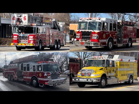 Brookhaven Working Commercial Structure Fire Response - Fire Trucks Responding