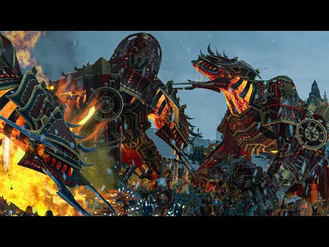 CHAOS DWARFS vs LIZARDMEN - TotalWar Warhammer 3 cinematic battle