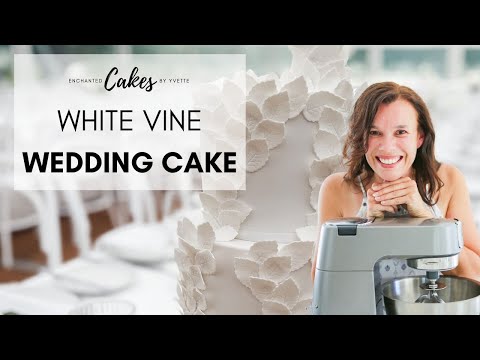 Cascading White Fondant Vine Leaf Wedding Cake