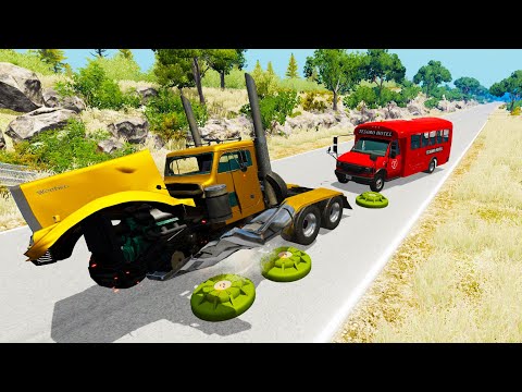 Heavy Vehicle Vs Contact Mine (Big Explosion Crashes) - BeamNG.drive Cars Driving Through Mines