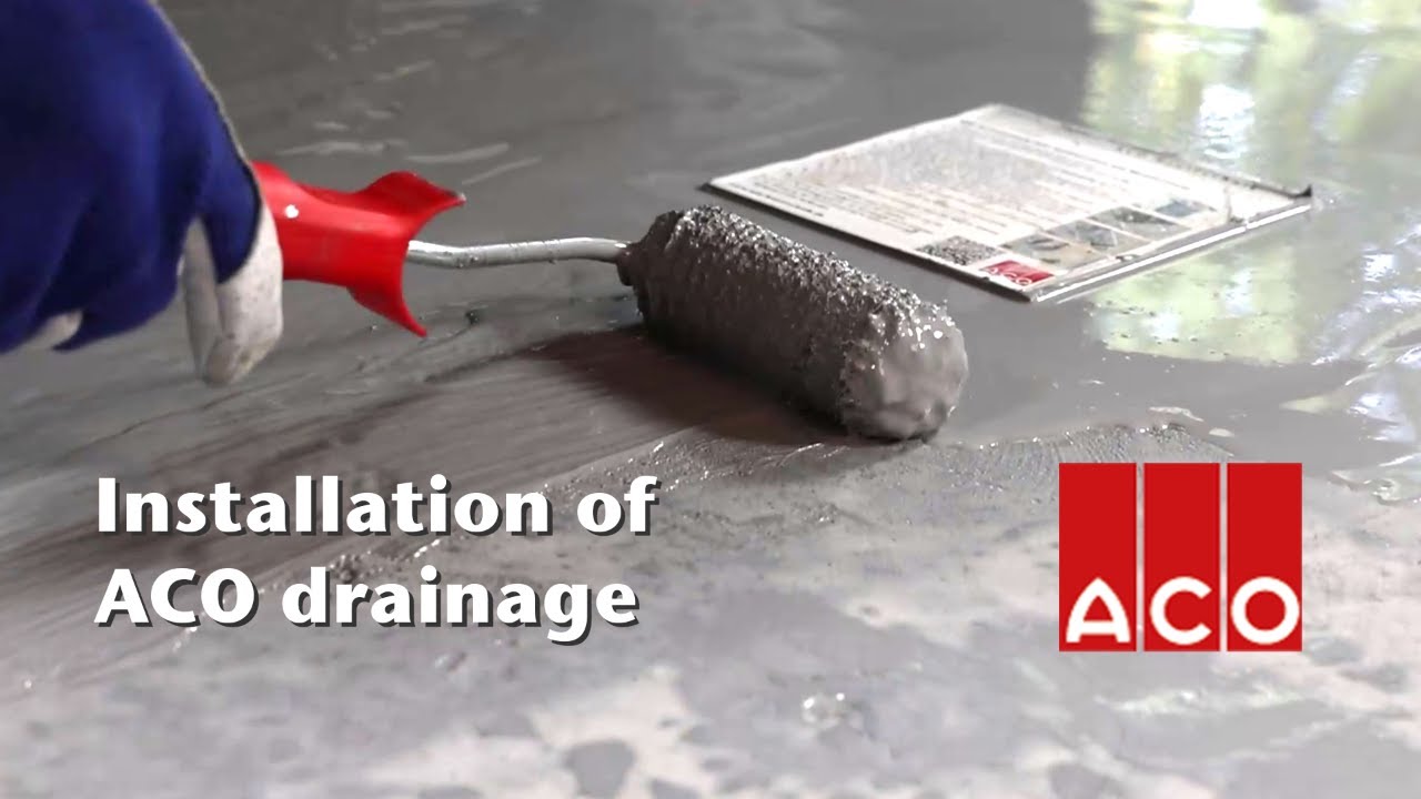 ACO plastic commercial gully installed with epoxy floor