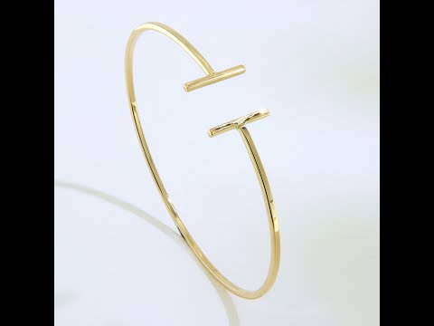Bratara Fixa Aur 14k Minimalista Deschisa cu Bare Paralele