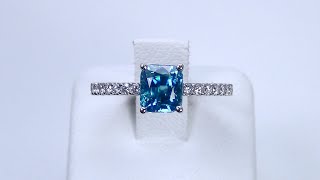 Pt900 ブルージルコン ダイヤモンド リング