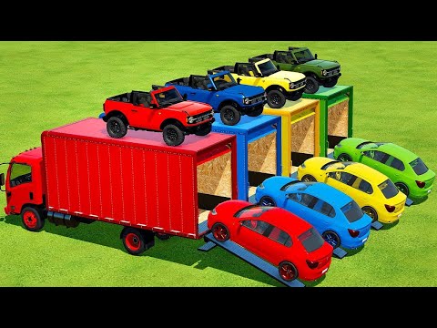 TRANSPORTIN DACIA LOGAN & FORD BRONC CARS WITH ISUZU TRUCKS - Farming Simulator 22