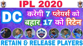 IPL 2020 :- DELHI CAPITALS WILL RELEASE 7 PLAYERS & RETAIN 17 PLAYERS BEFORE IPL 2020 AUCTION