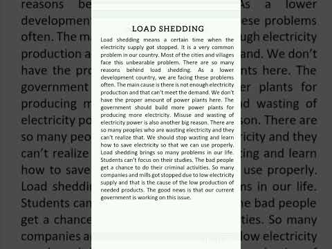 Paragraph : Load Shedding