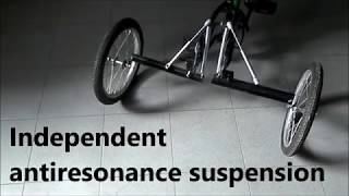 Tilt demo action of asymmetric independent anti-resonance car suspension of trike /quad PATENTED