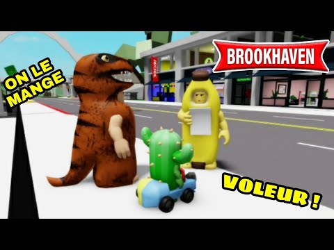 THE CACTUS AND THE DINOSAUR MEETS A CRAZY BANANA!!! BROOKHAVEN RP - ROBLOX