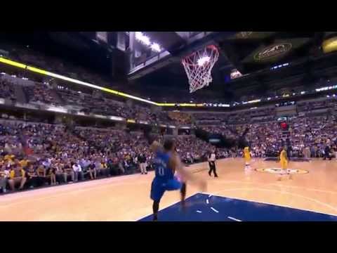 Russell Westbrook Blocks 2 Shots During Timeout - Thunder vs Pacers - April 13, 2014   NBA