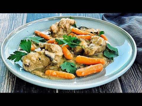 Sauté de veau aux carottes et champignons (repas mijoté de saison prêt en moins d'1 heure)